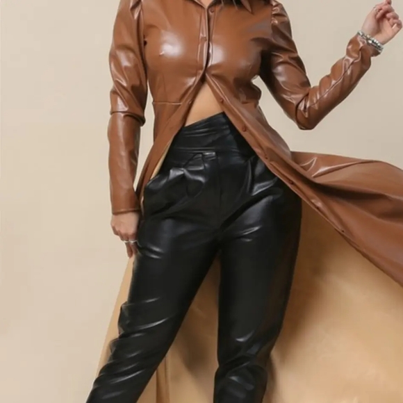 Faux Leather Matrix Dress - Picture 2 of 6